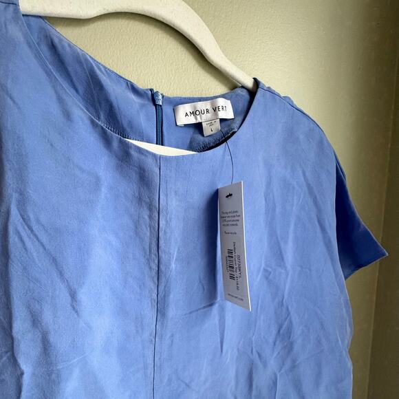 Amour Vert Delilah Cupro Top Sky Periwinkle Purple Boxy Flowy NWT  Sz L - Picture 4 of 6